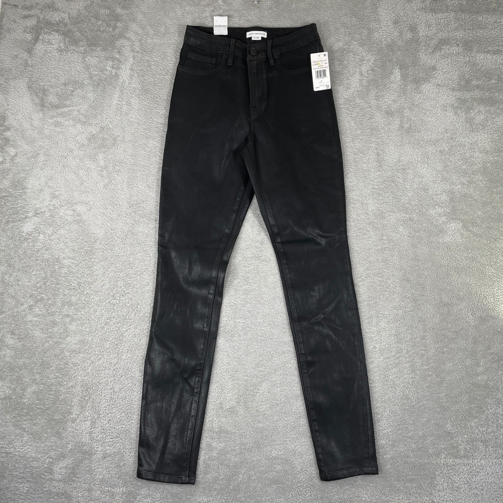Good American Good Legs Coated Jeans Womens 0/25 Black‎ Skinny High Rise Denim